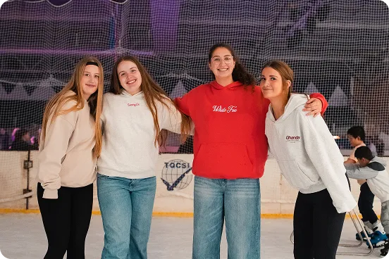 Community group participating in an ice arena activity